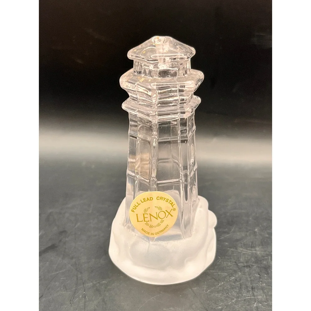 Lenox Crystal Lighthouse Salt & Pepper Shakers Full‎ Lead Made in Germany w Box